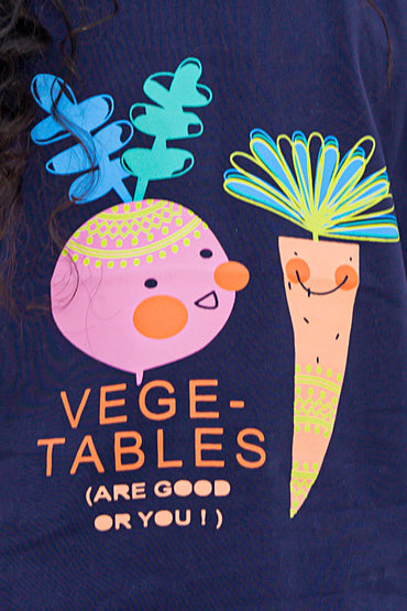 Zochee Vegitables Printed Girls T-shirt-KTST-2152-Navy