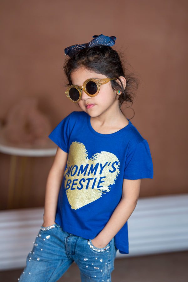 Zochee Mommy's Bestie Printed Girls T-shirt-KTST-2155-Royal Blue