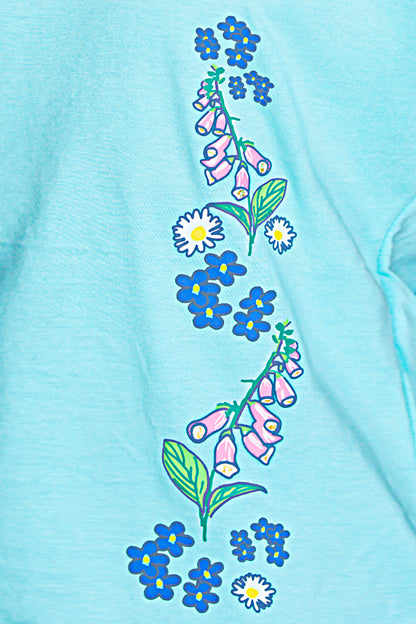 Zochee Sunflower Printed Girls T-shirt-KTST-2158-Sky Blue