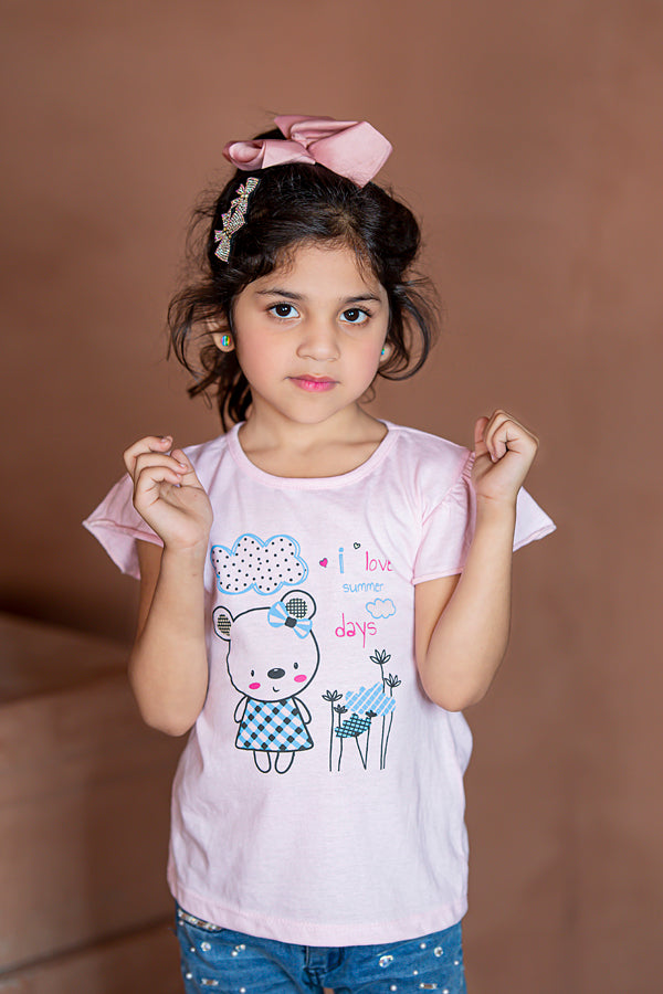 Rawculture Summer Days Printed Girls T-shirt-KTST-2160-Lavendor