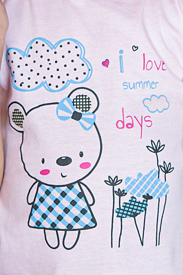 Rawculture Summer Days Printed Girls T-shirt-KTST-2160-Lavendor