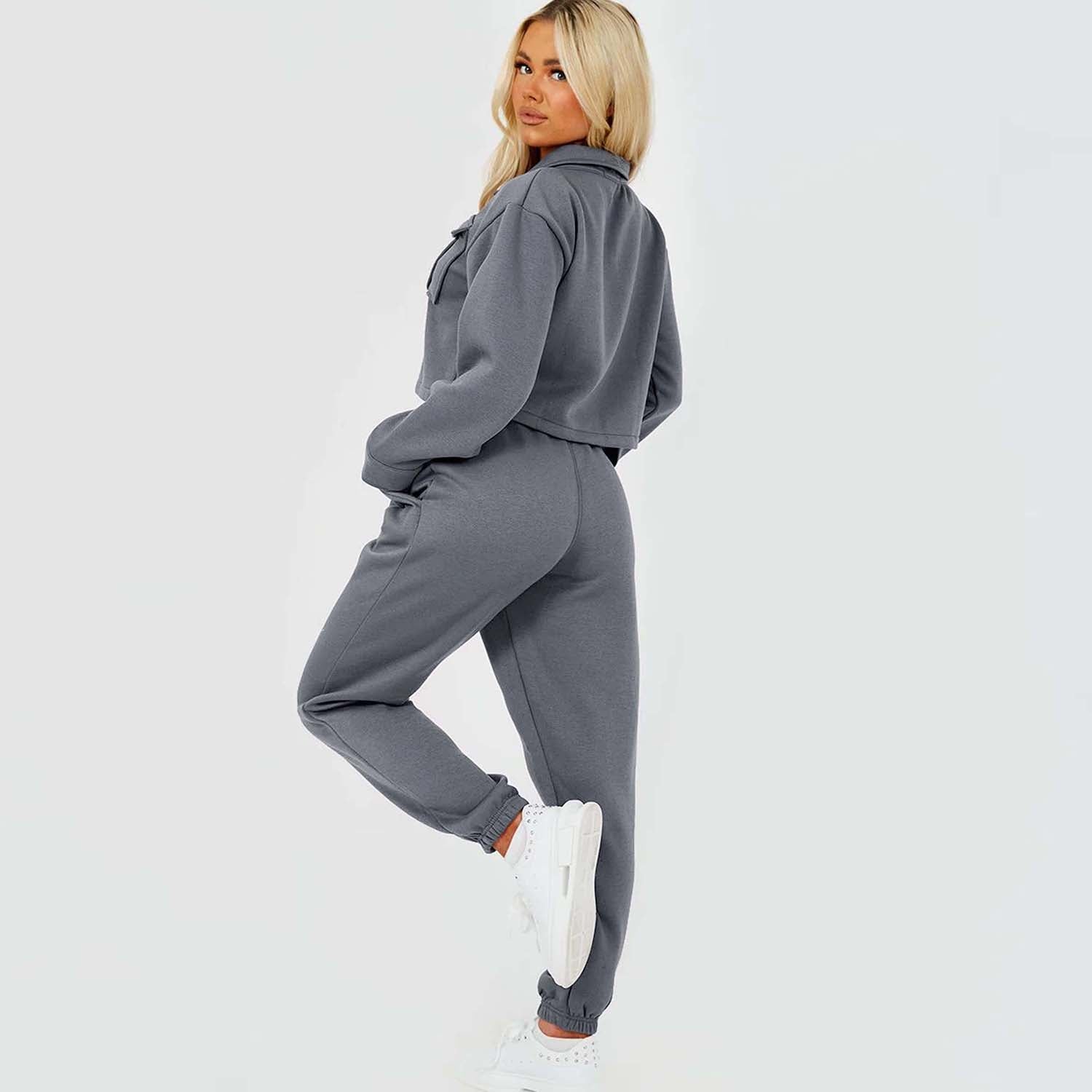 Utility Buttton Top and Jogger Set Isawitfirst-2299-Charcoal