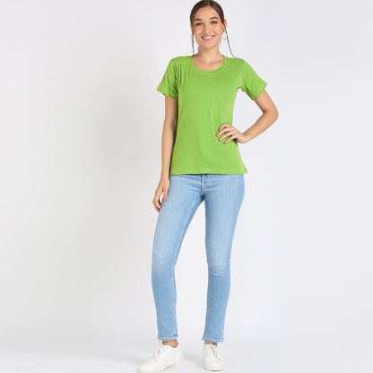 Fapak Solid Round Neck T-shirt For Women-2405