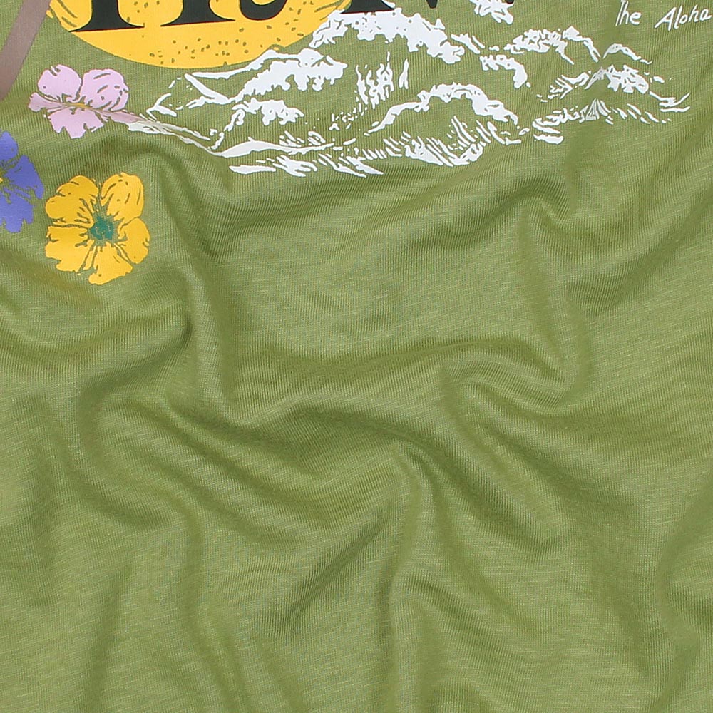Hawaii Beach Printed T-shirt For Ladies-2243-Olive