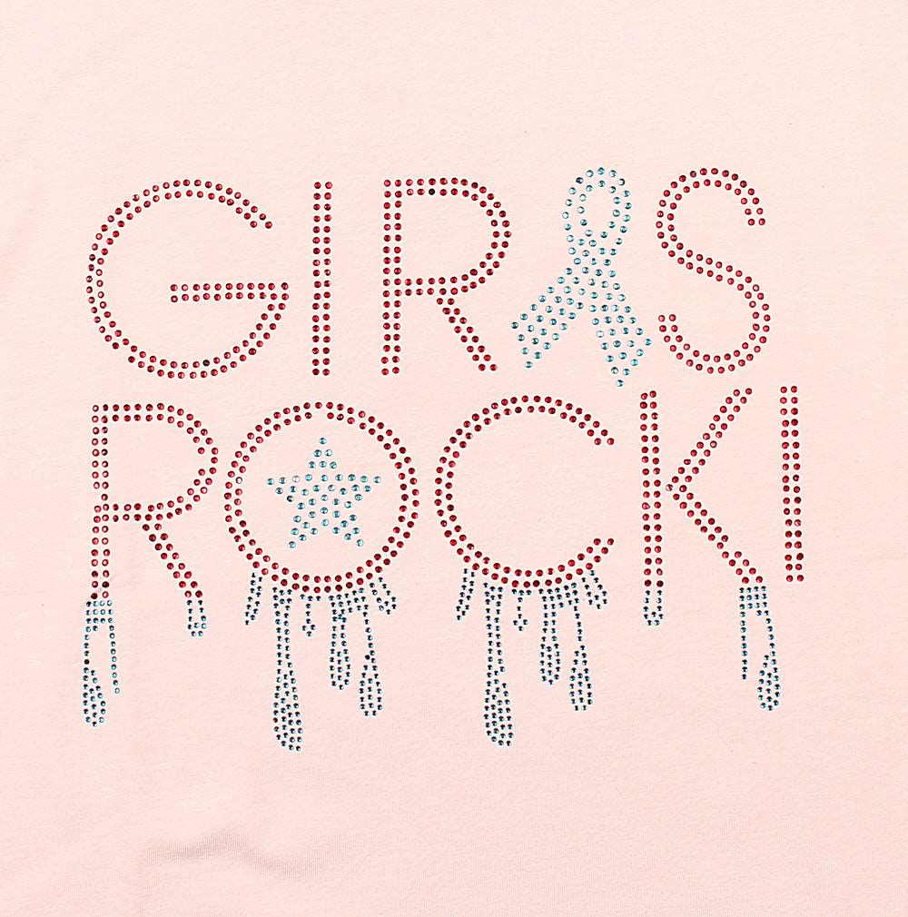 Girls Rock Stone Sequence Print T-Shirt For Women-0005