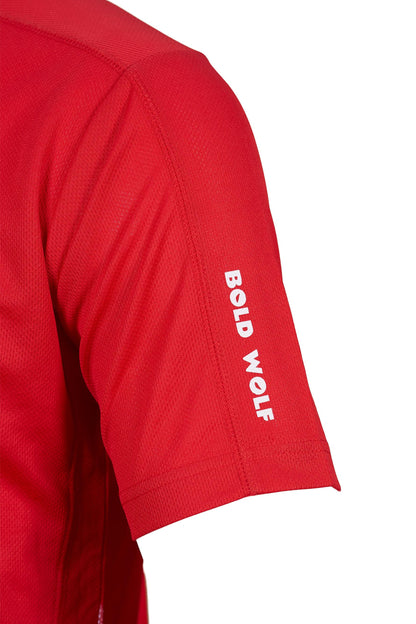 2681-Bold Wolf Vortex Mesh T Shirt For Men-Red