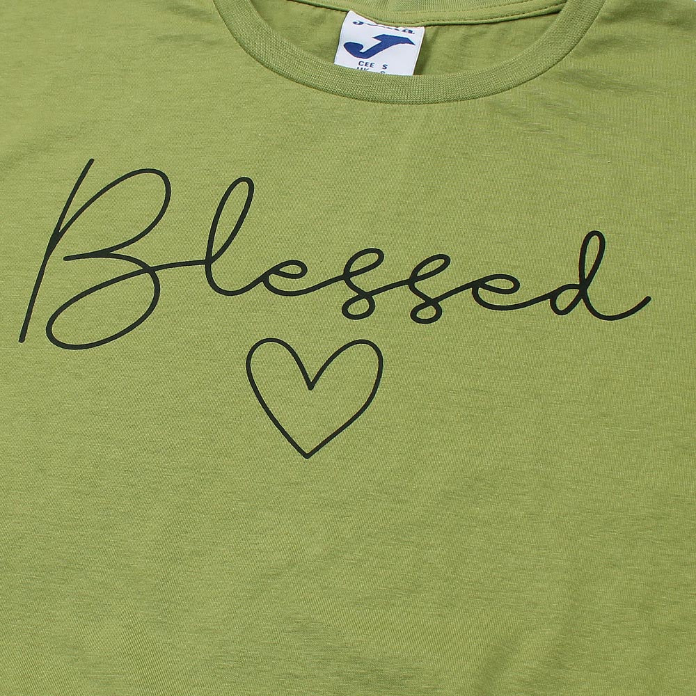 Blessed Printed T-shirt For Ladies-2244-Olive