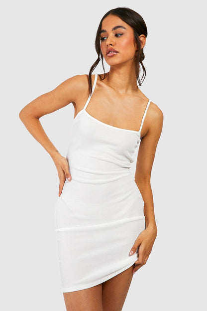 PLT  Strappy Snatched Sculpt Bodycon Dresss-2441-White