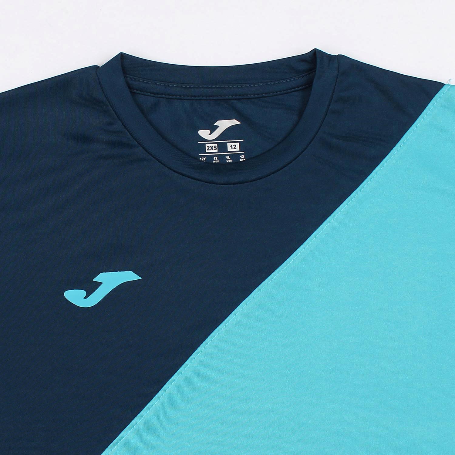 Joma Cross Panel Polyester T-shirt For Boys-KTST-2195Navy Turquoise White