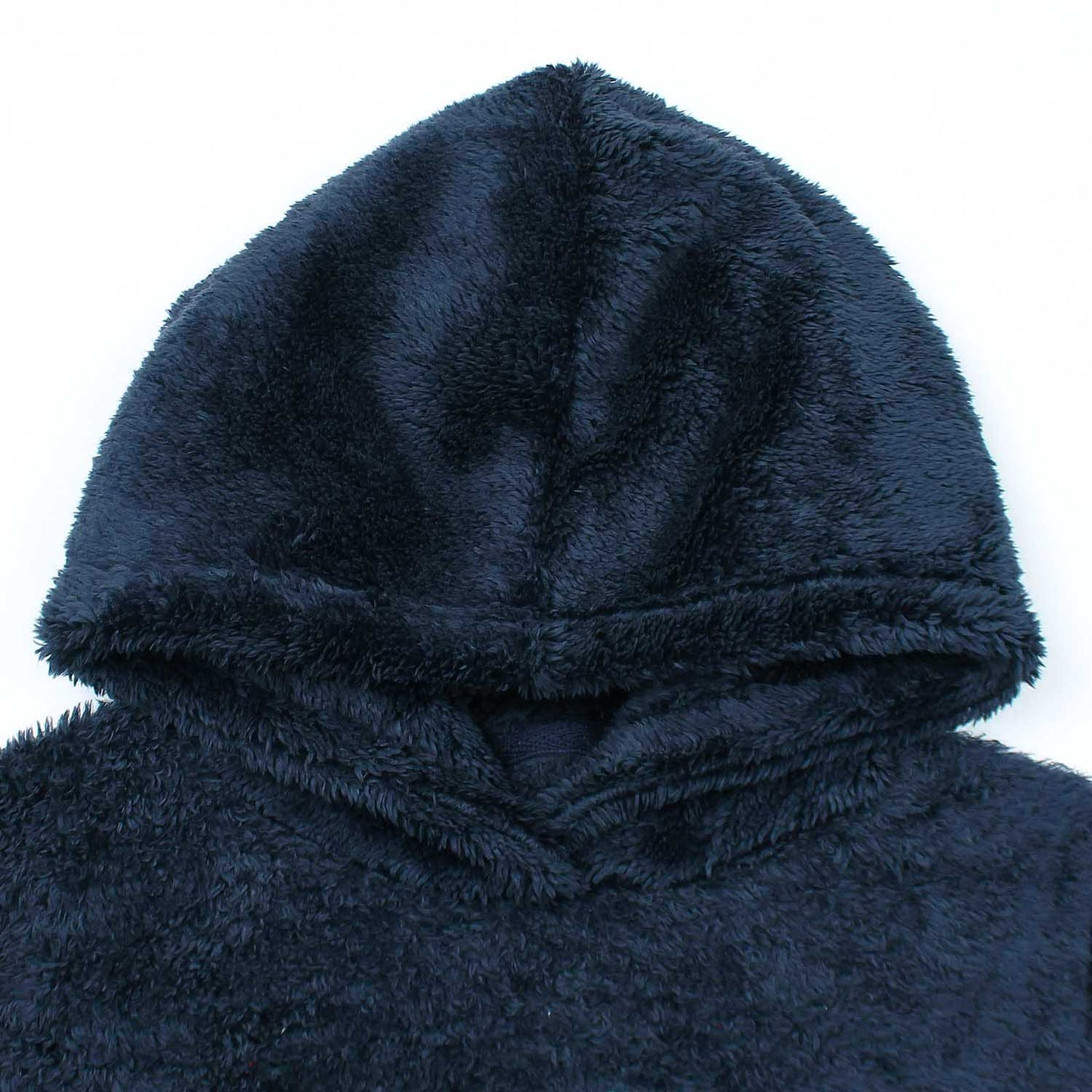 Teddy Bear Embroidered Furr Hood For Women-2303-Navy