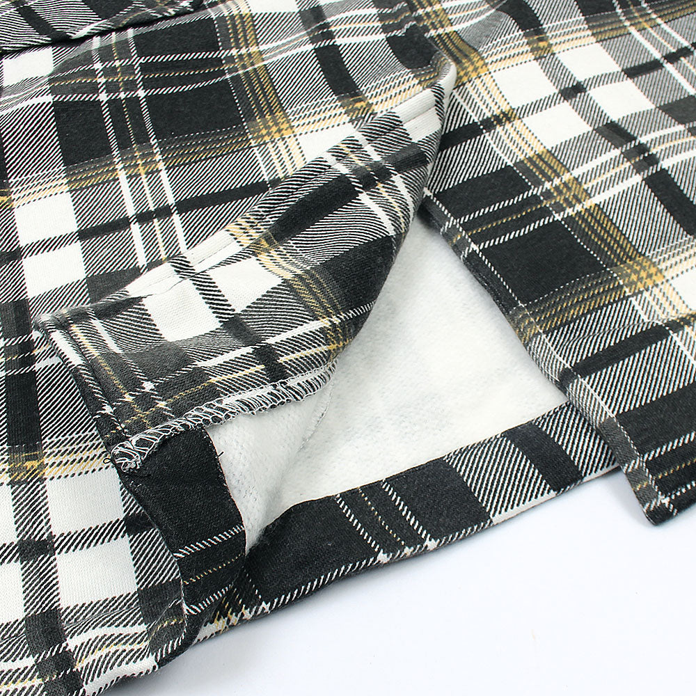 Black White Check Shacket For Women-2490