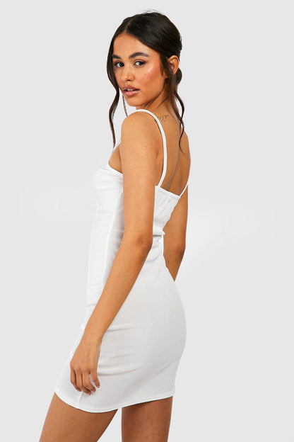 PLT  Strappy Snatched Sculpt Bodycon Dresss-2441-White