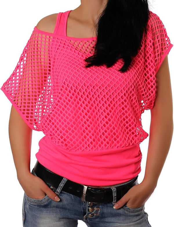 Mesh Summer's Top For Women-2451-Pink