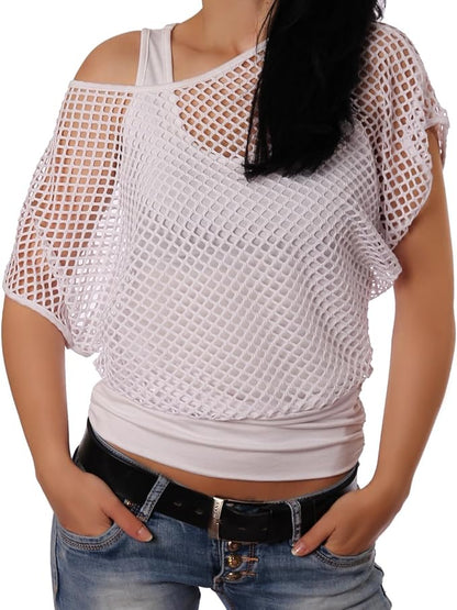 Mesh Summer's Top For Women-2451-White