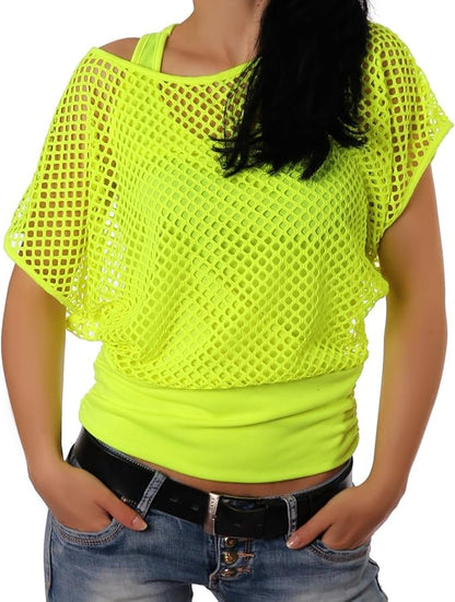 Mesh Summer's Top For Women-2451-Yellow