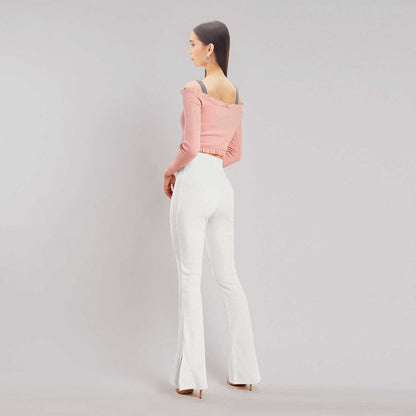 Ribbed Bell Bottom Trouser Isawitfirst-2297-Fx1041-White