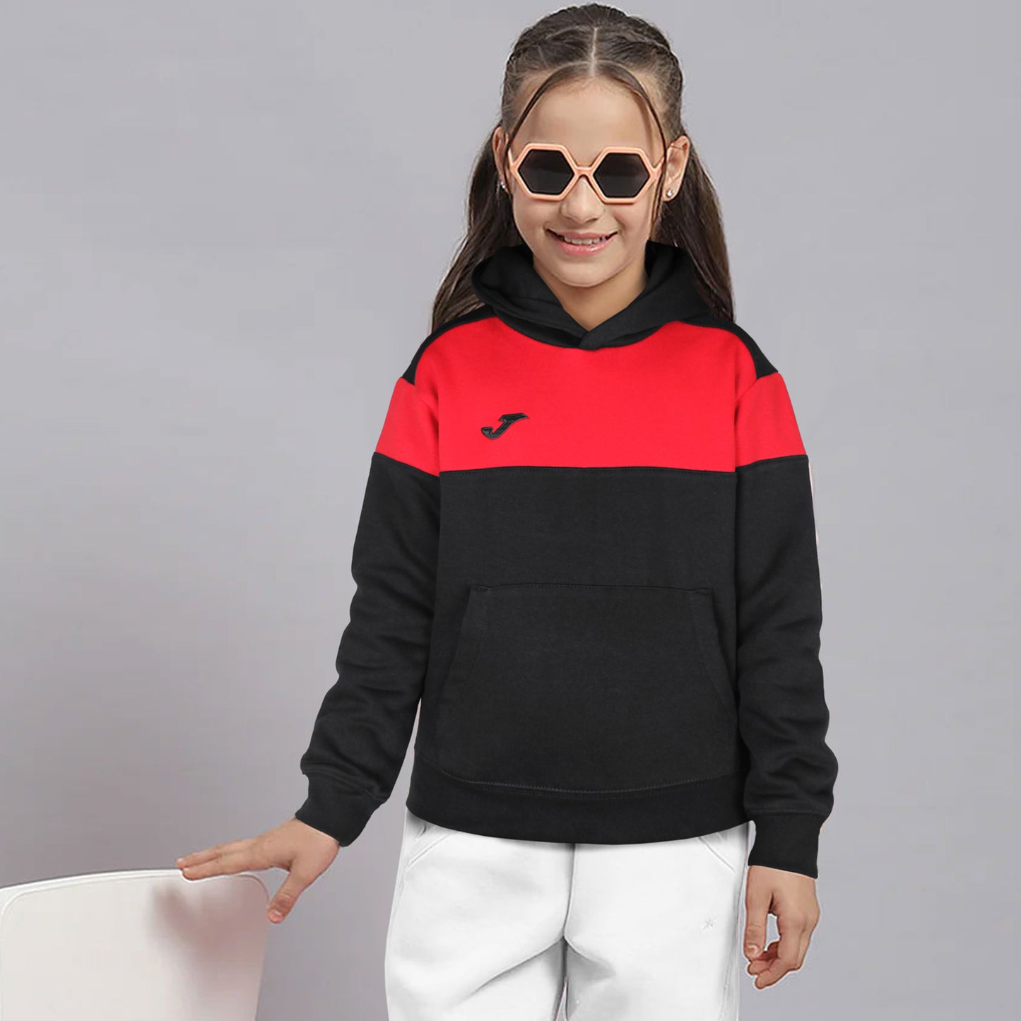 Joma Pullover Panel Hood Kids-2590-Black Red