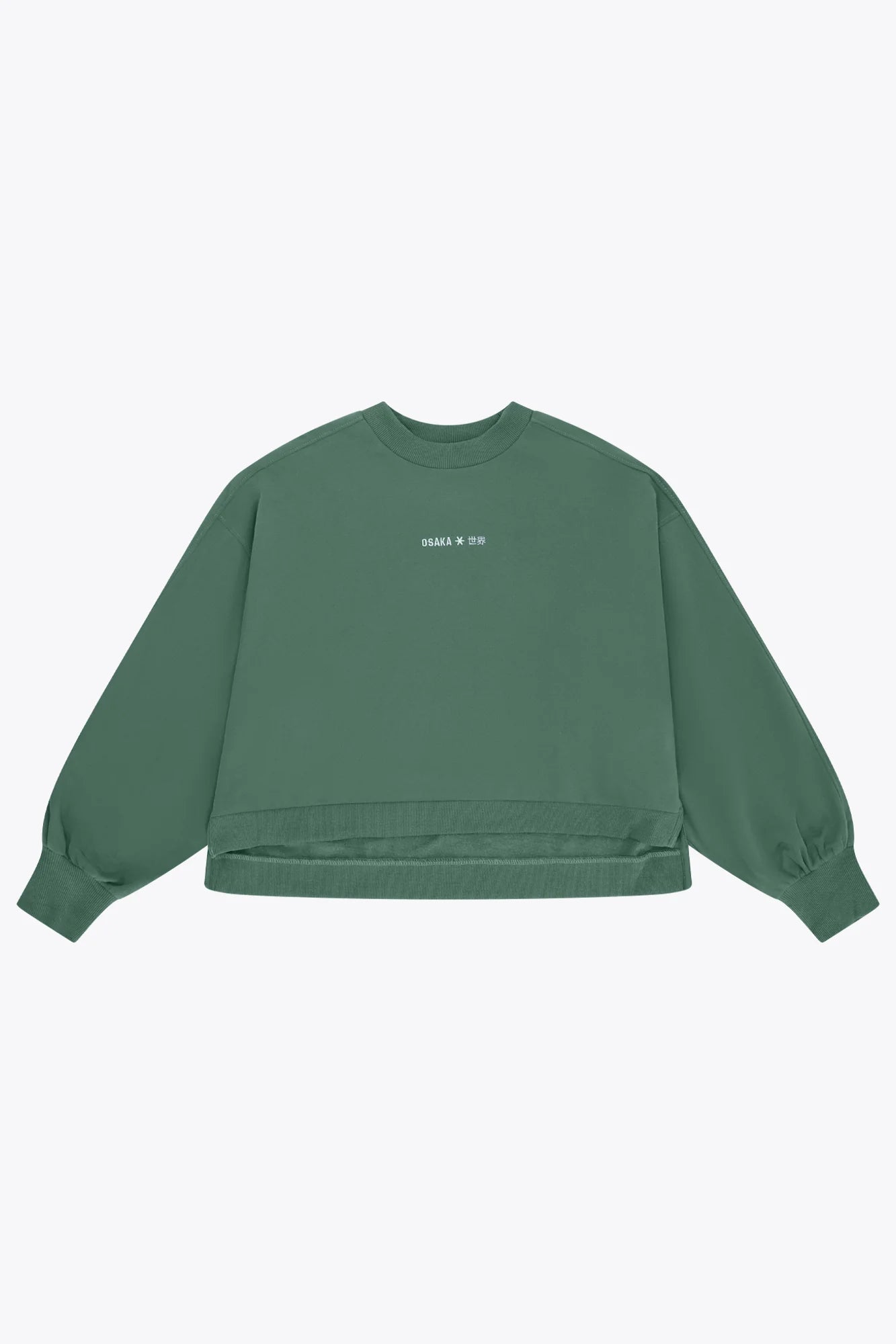 2733-Osk Women Cropped Drop Shoulder Sweater-Green