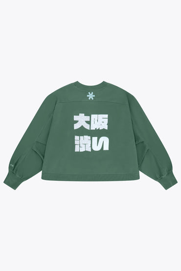 2733-Osk Women Cropped Drop Shoulder Sweater-Green