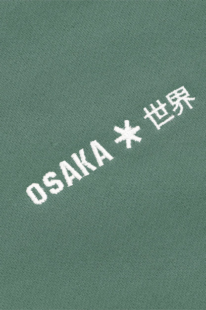 2732-Osk Women Cropped Drop Shoulder Half Zip Sweater-Green