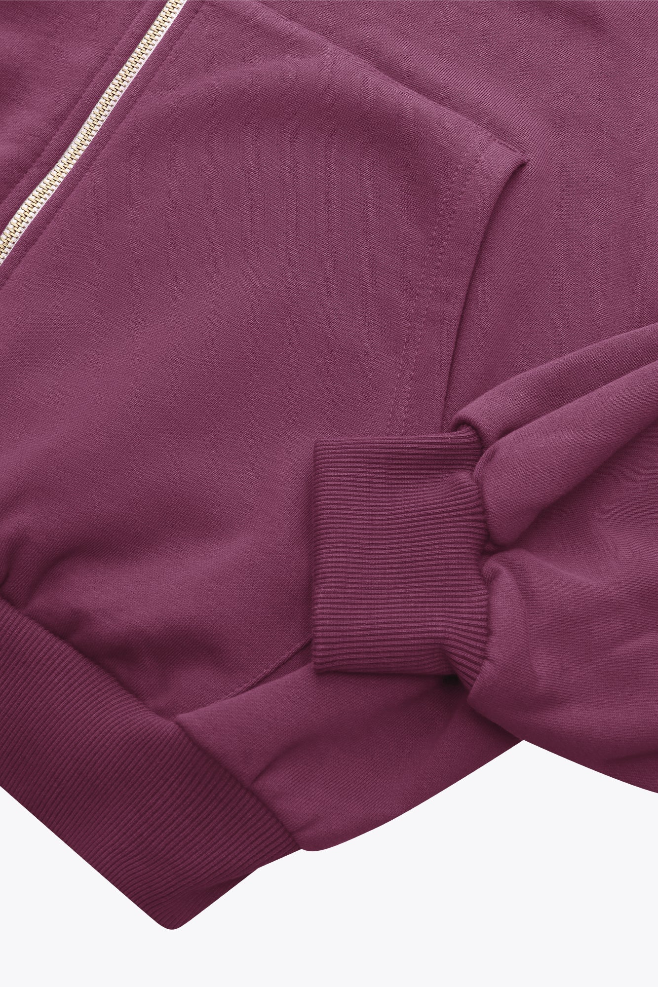 2734-Osk Women Cropped Drop Shoulder Full Zip Hoodie-Plum