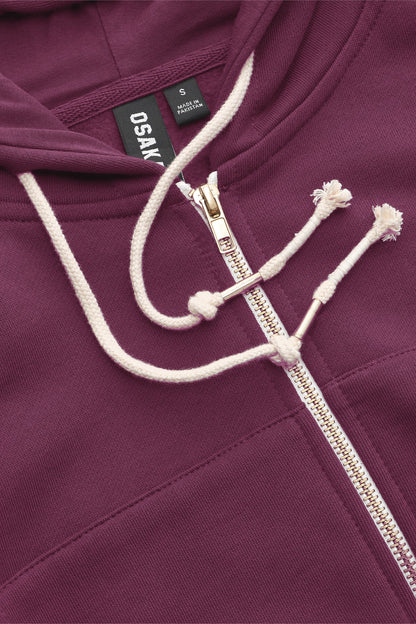 2734-Osk Women Cropped Drop Shoulder Full Zip Hoodie-Plum