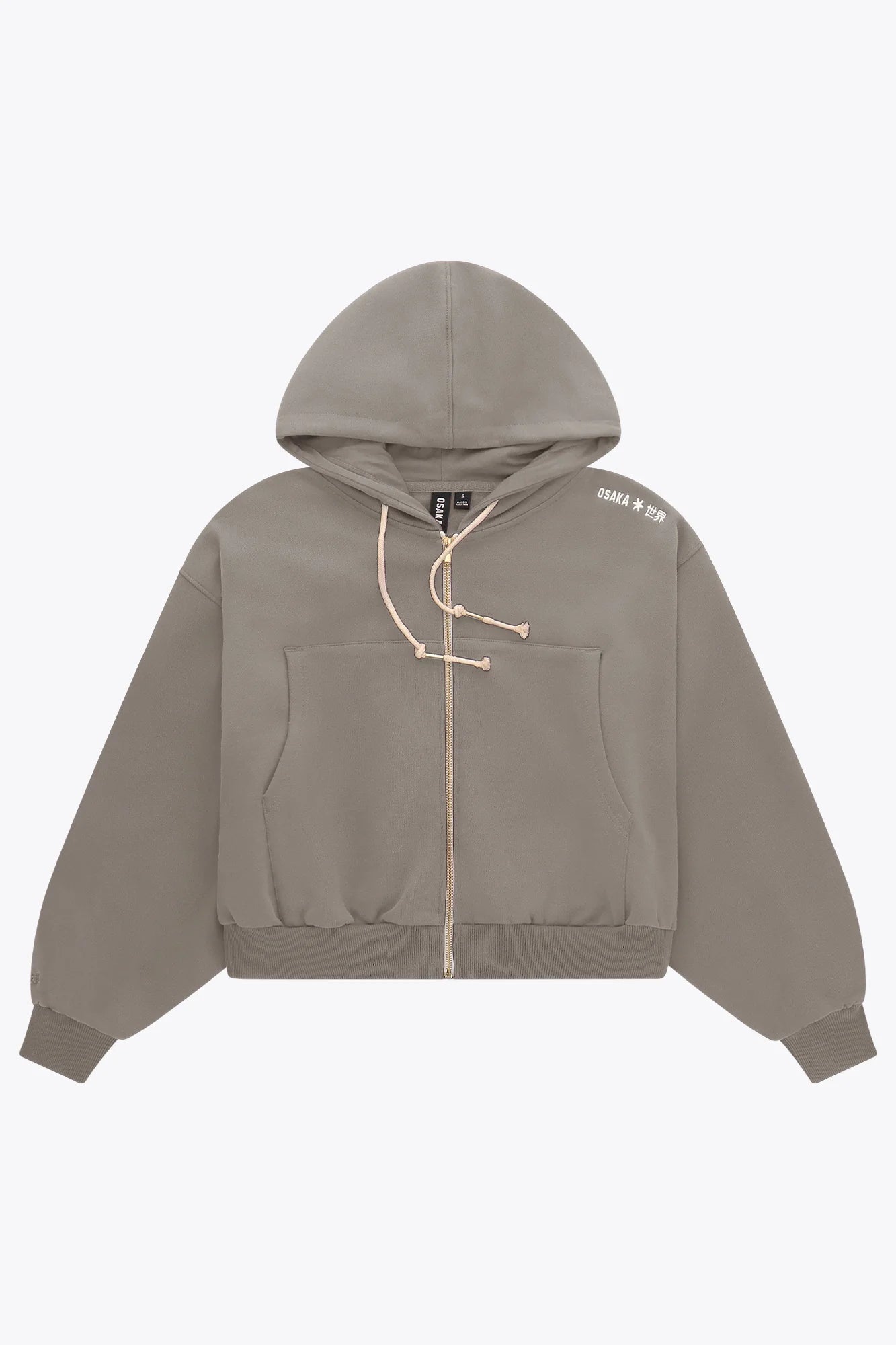 2734-Osk Women Cropped Drop Shoulder Full Zip Hoodie-Grey