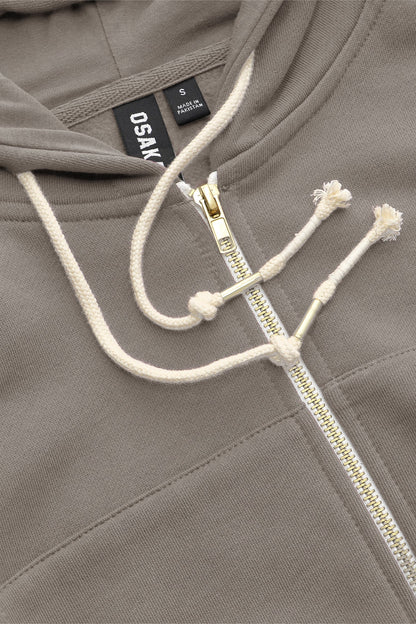 2734-Osk Women Cropped Drop Shoulder Full Zip Hoodie-Grey
