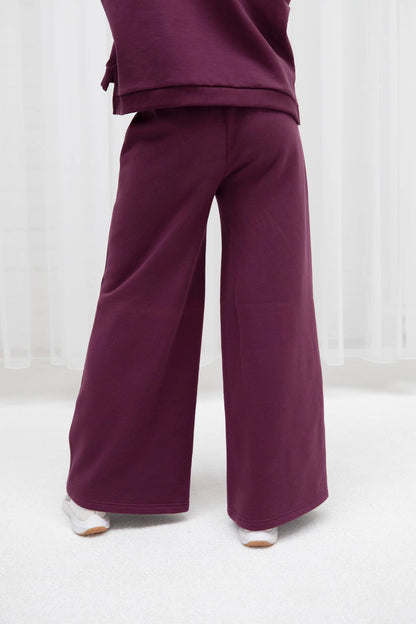 2741-Osk Women Sweatpants Wide Leg-Maroon