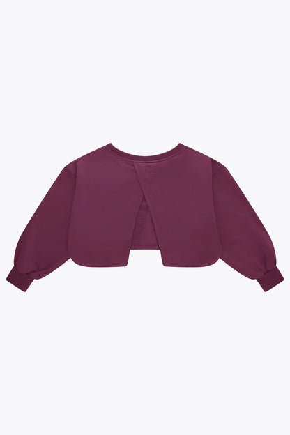 2735-Osk Women Crossed Back Drop Shoulder Sweater-Plum