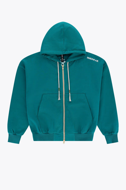 2768-Osk Men Full Zip Oversized  Hoodie-Teal