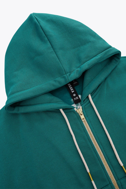 2768-Osk Men Full Zip Oversized  Hoodie-Teal