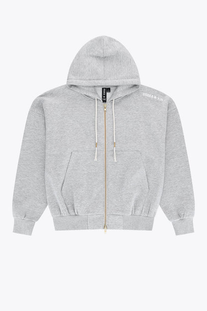 2768-Osk Men Full Zip Oversized  Hoodie-Grey