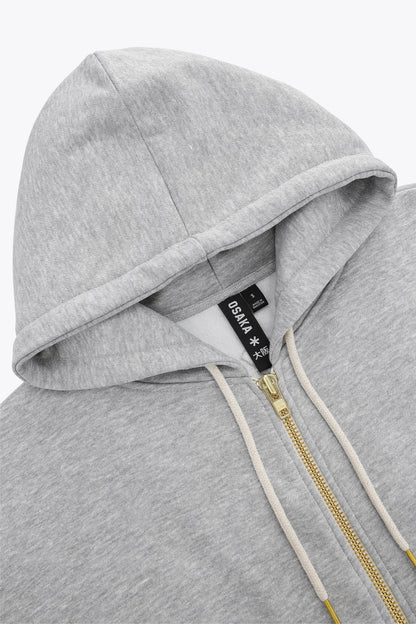 2768-Osk Men Full Zip Oversized  Hoodie-Grey