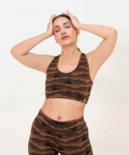 Camo Sports Bra-FX-57-Brown