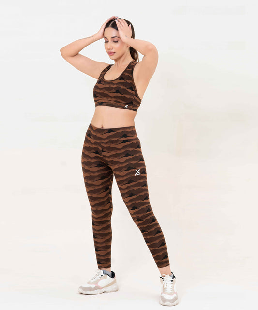 Camo Activewear Leggings-Brown