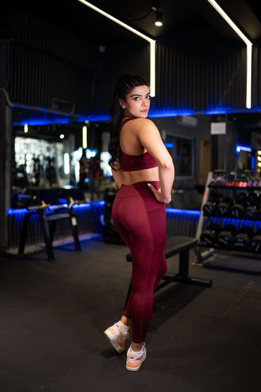 2753-Osk Gym Wear Sports Bra Set Women-Maroon
