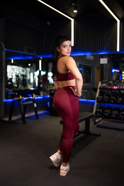 2753-Osk Gym Wear Sports Bra Set Women-Maroon