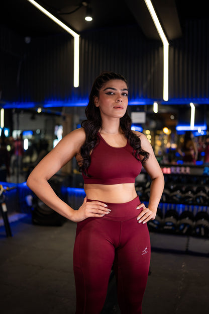 2753-Osk Gym Wear Sports Bra Set Women-Maroon