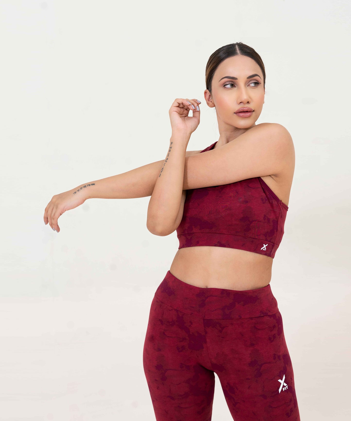 Camo Sports Bra-FX-57-Burgundy