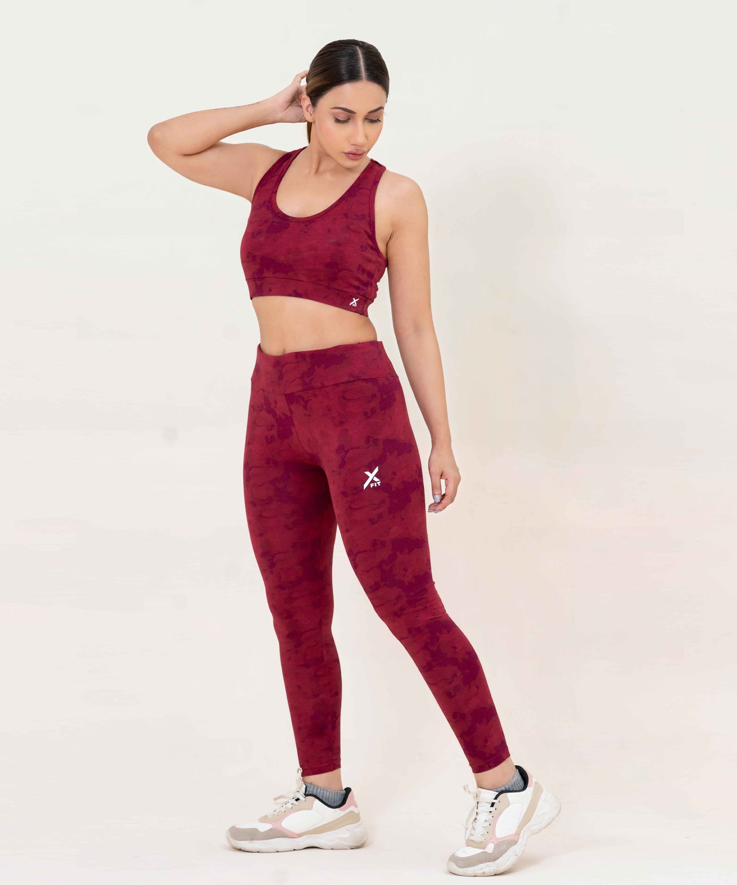 Camo Activewear Leggings-Burgundy