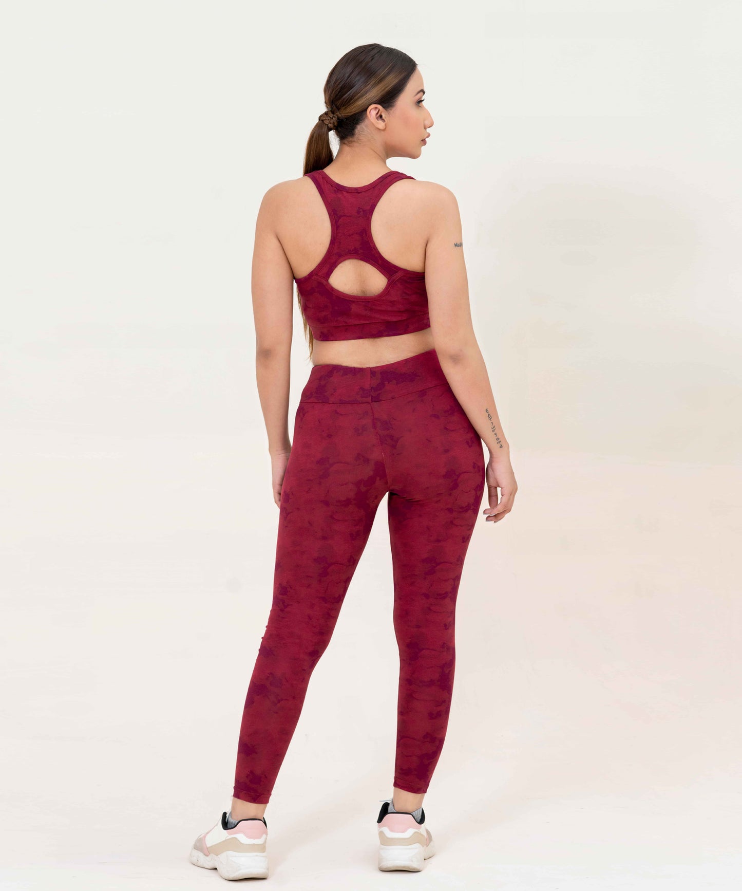 Camo Activewear Leggings-Burgundy