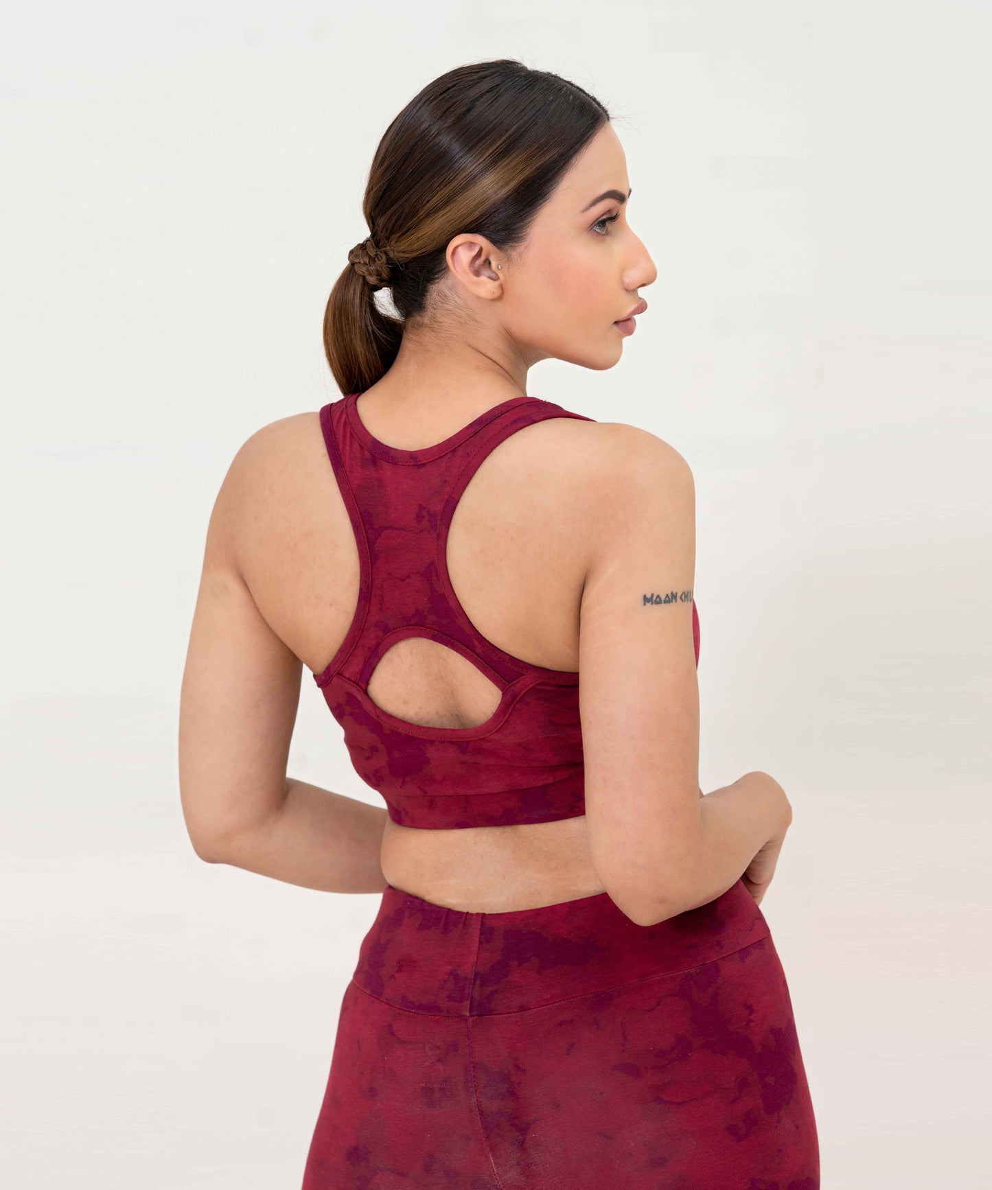 Camo Sports Bra-FX-57-Burgundy