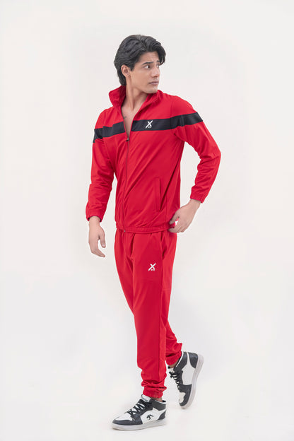 X-Fit  Panel Tracksuit For Men-2581-Red