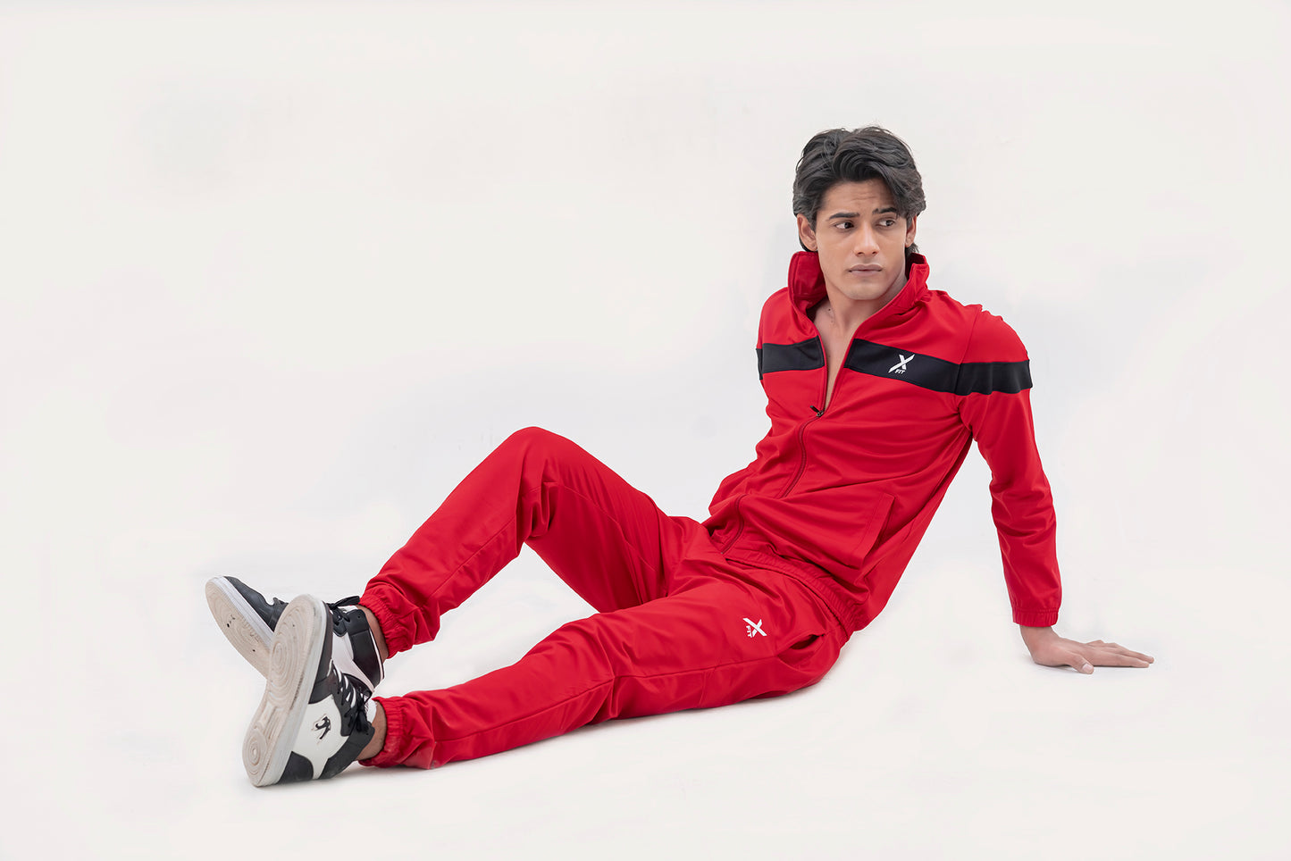 X-Fit  Panel Tracksuit For Men-2581-Red