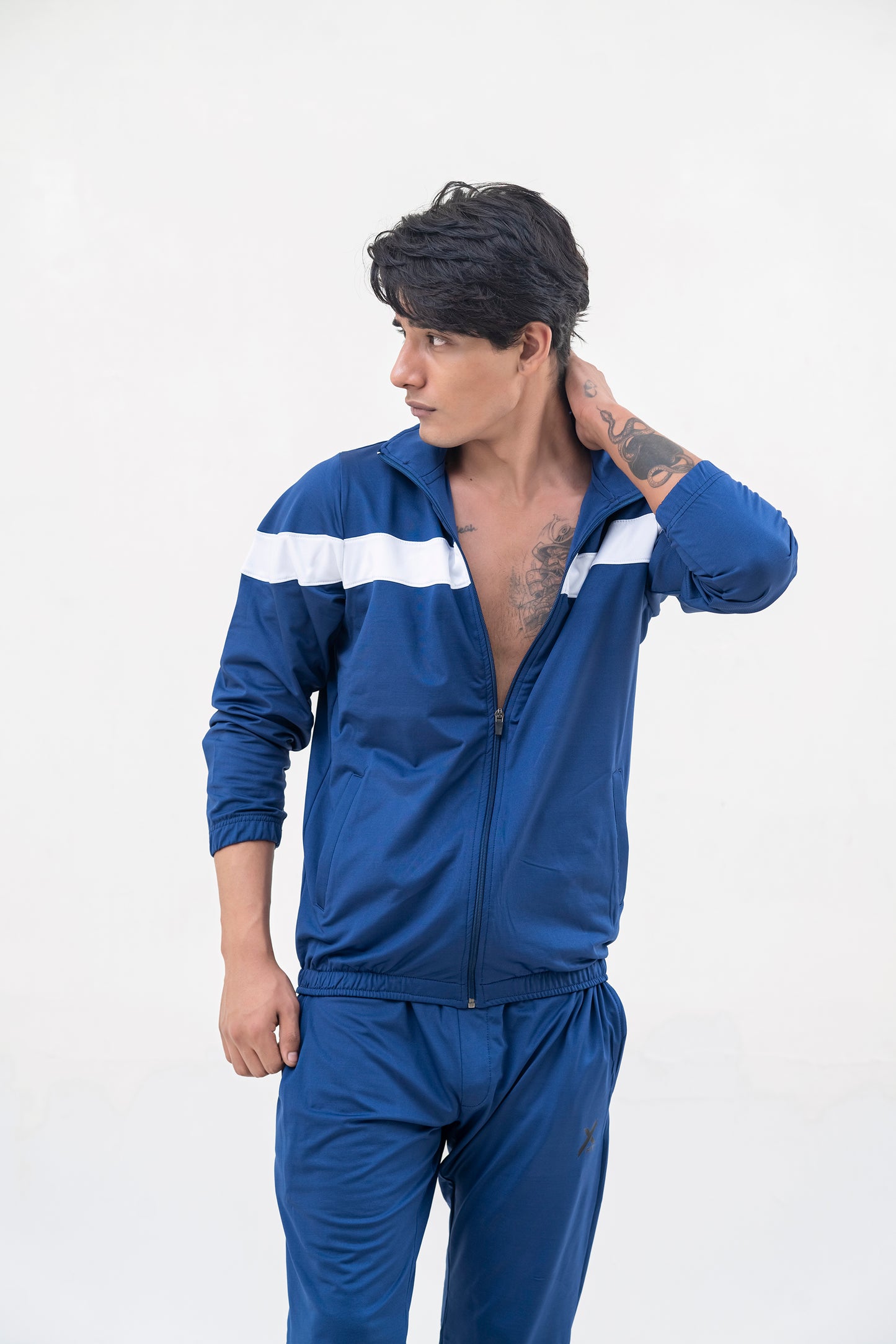 X-Fit  Panel Zipper Tracksuit For Men-2581-Navy