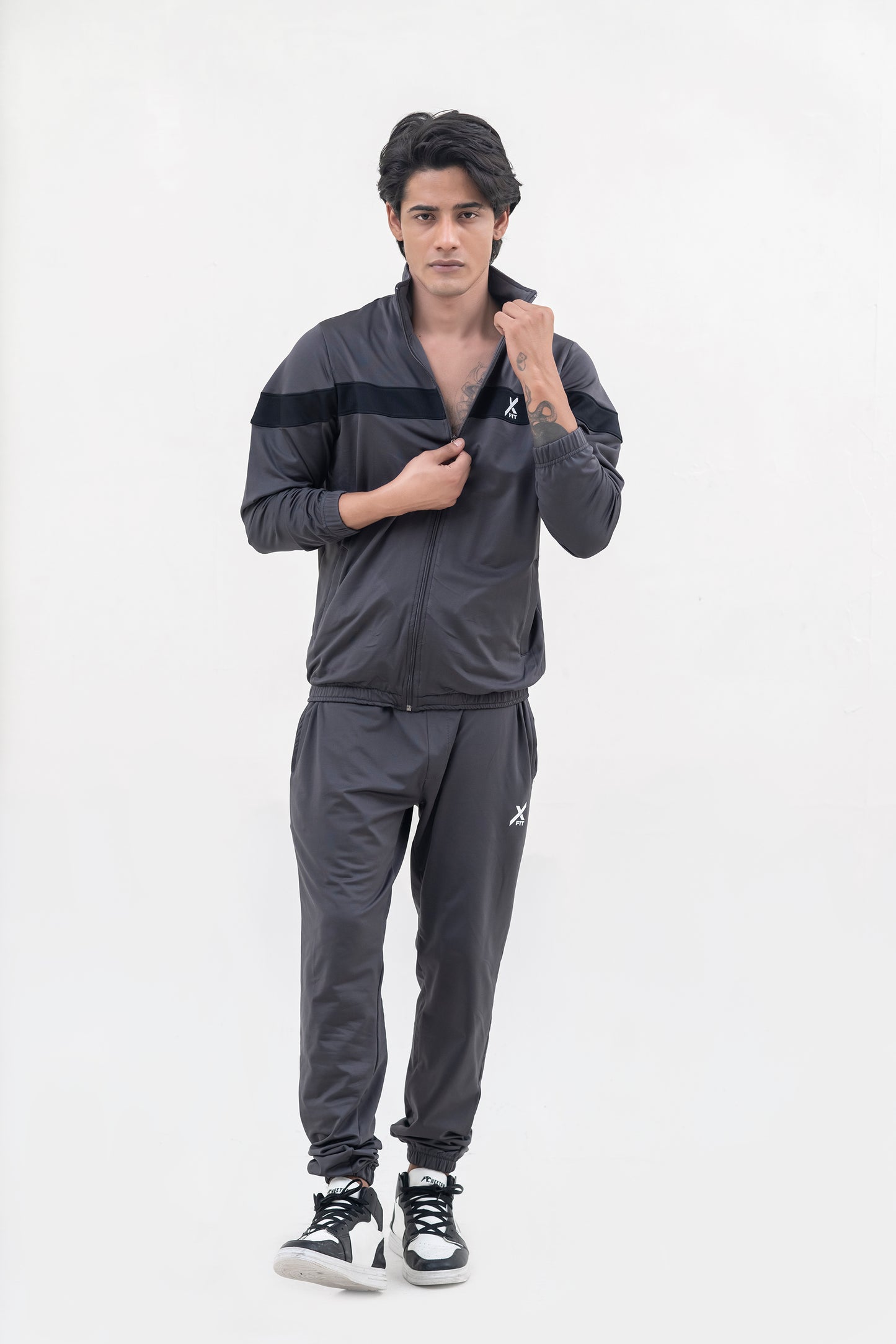 X-Fit  Panel Tracksuit For Men-2581-Anthracite