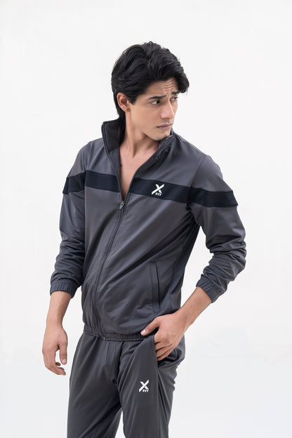 X-Fit  Panel Tracksuit For Men-2581-Anthracite