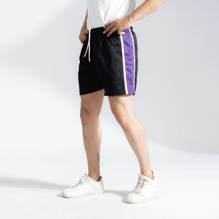Falcon Men's Shorts With Different Panel & Embroidered Logos-2379-Black