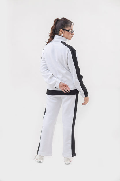 FX Quarter Zip Tracksuit For Women-2582-White